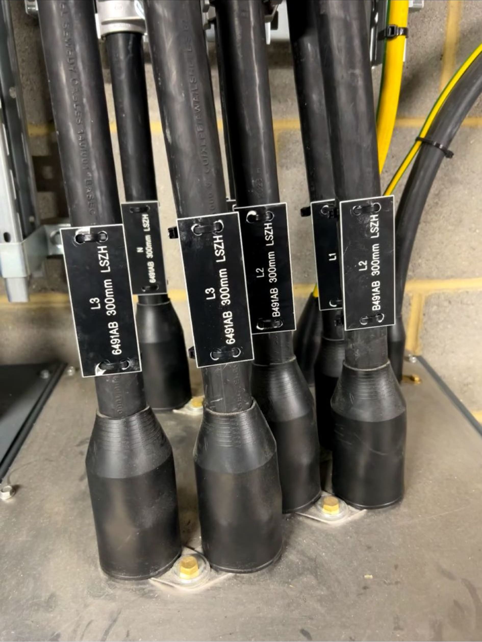 ev charger installation with professional electrical cable connections